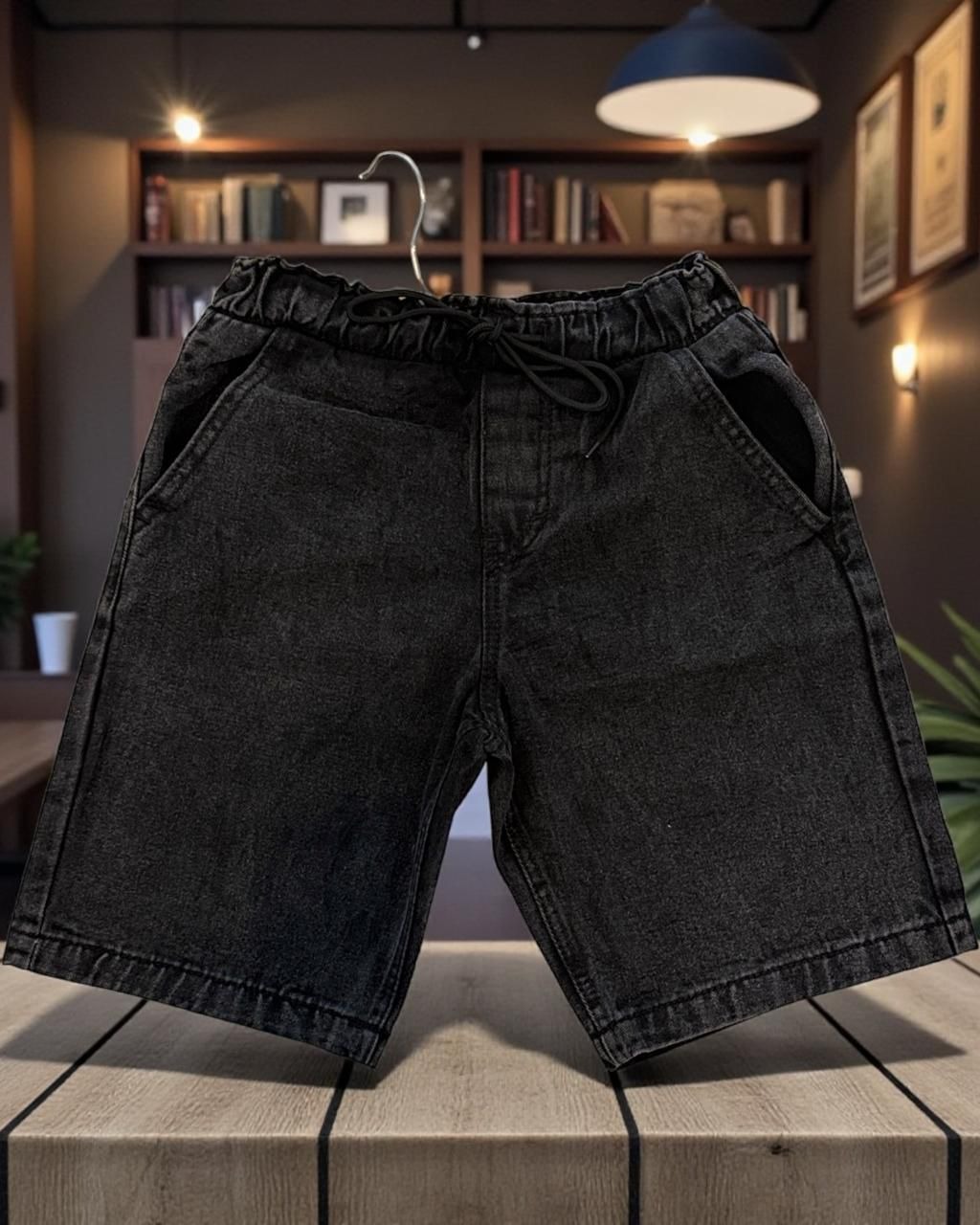 RIB NOMAL ACID WASH DENIM SHORT